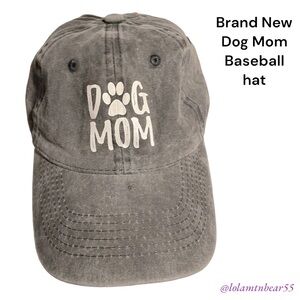 DOG MOM ADJUSTABLE BASEBALL HAT DISTRESSED GREY WITH WHITE LETTERING.-BRAND NEW
